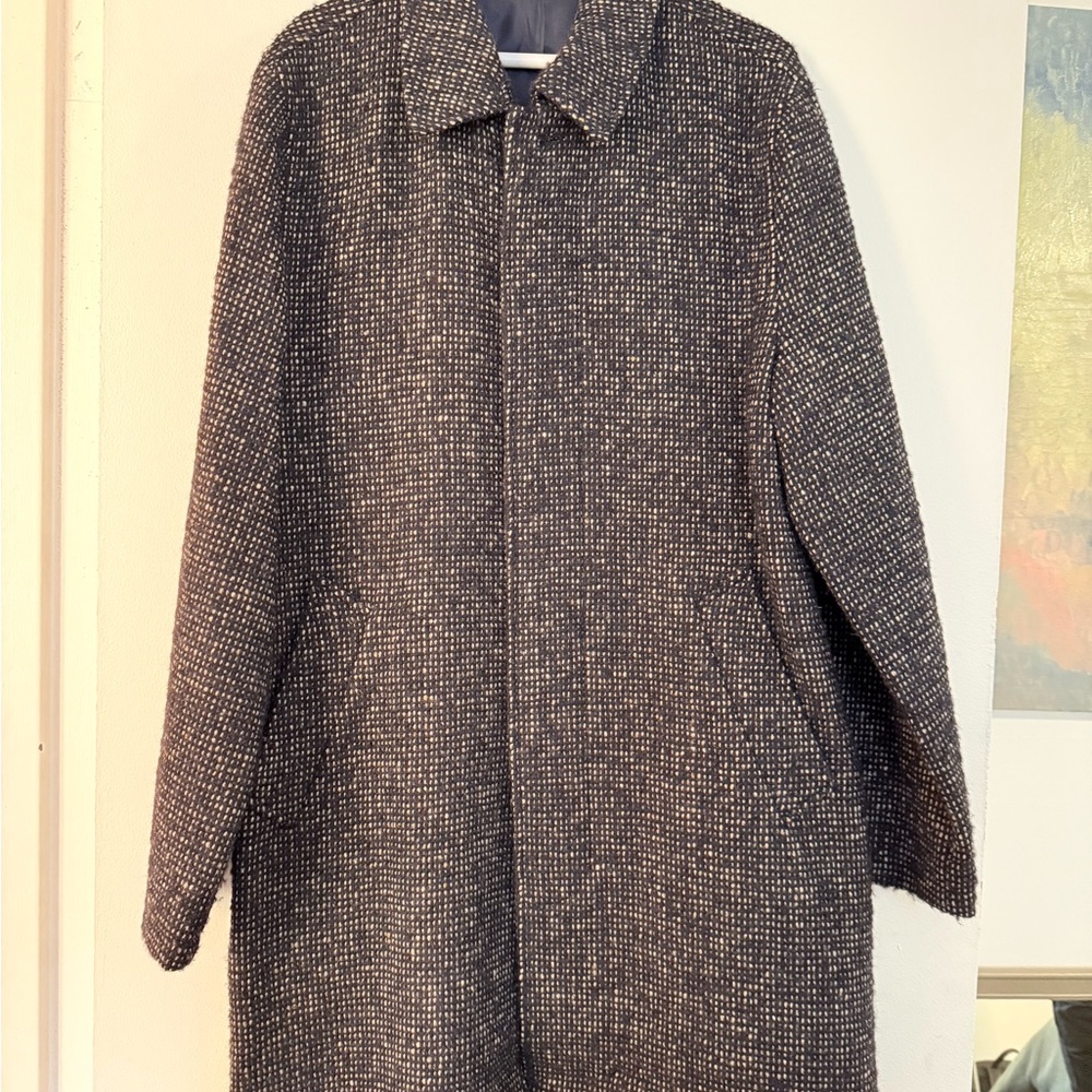 J. Crew Men's Tweed Trench Coat - Black and Gray